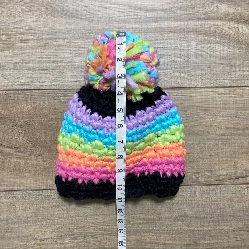 The Children's Place Girls Lined Beanie‎ Hat With Pompom L-XL (Age 8+) Colorful